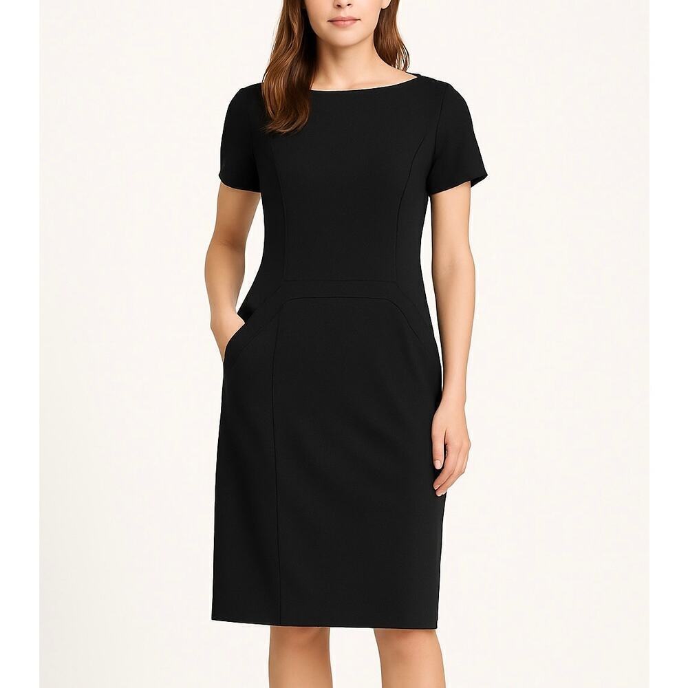 Lafayette 148 Black Short Sleeve Sheath Dress w/ Pockets - Size 4